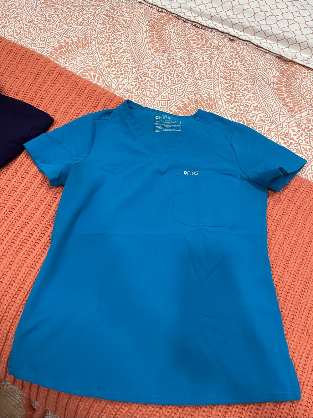 FIGS Women's V-Neck Scrub Top in Extreme Blue